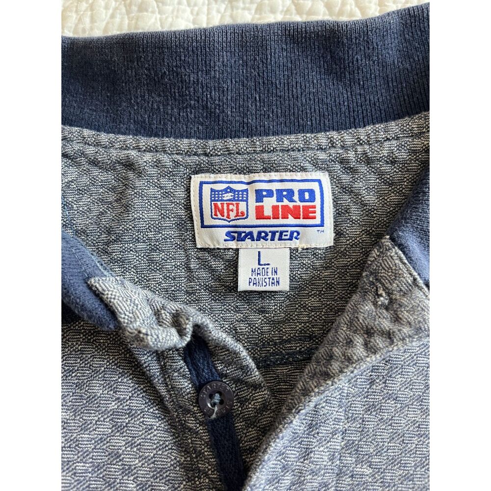 Vtg Dallas Cowboys Mens Polo Shirt Navy Blue Large NFL Football Starter Pro Line - Picture 2 of 13